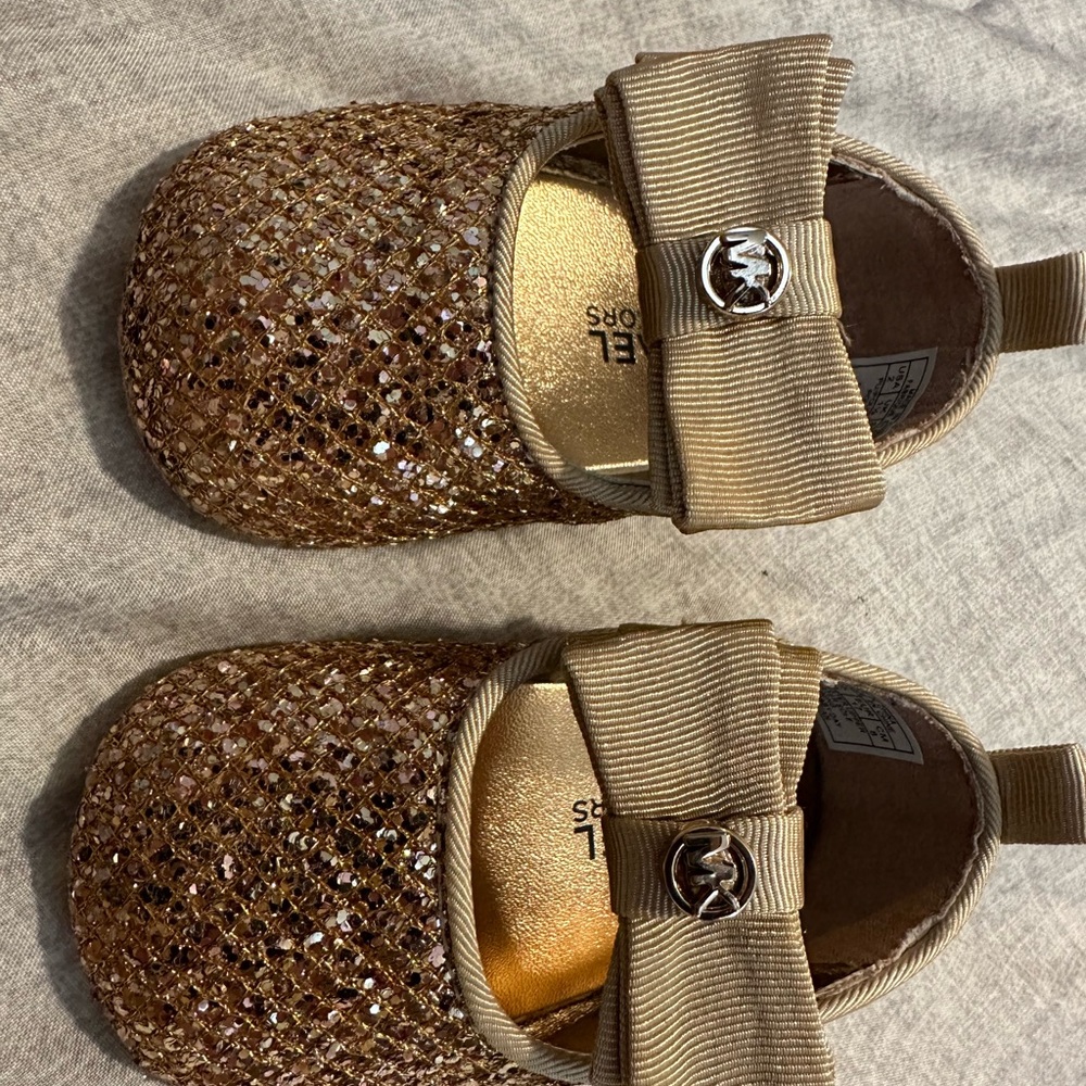 Michael Kors Gold Dress Shoes with Intricate Design